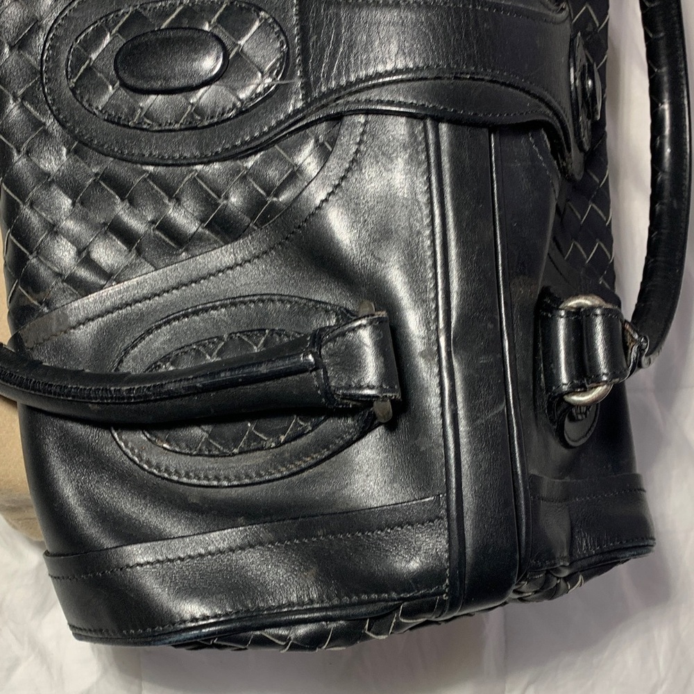 Bottega Veneta Woven Leather Satchel - Classic Black Doctor Bag - Picture 13 of 16